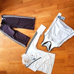 Addidas 3 pieces, color cream, brown, jacket & cropped pants medium, top large